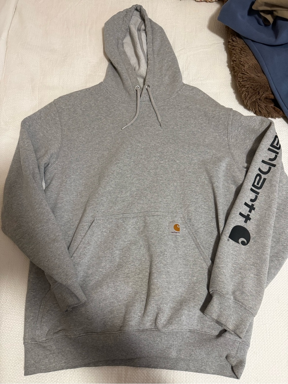 Carhartt Heather Gray Logo Sleeve Hooded Pullover